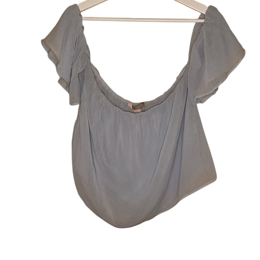 Forever 21 Gray Ruffled Asymmetrical Blouse